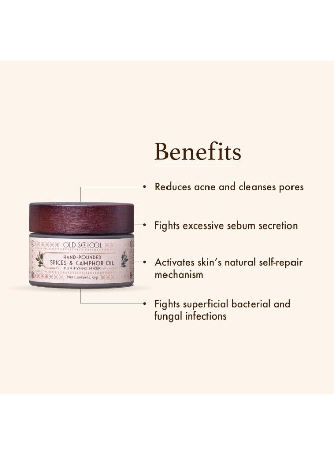 Old School Rituals Spices & Camphor Oil Purifying Face Mask | Anti-Acne & Oil-Control Face Mask for Clear, Radiant Skin | Detoxifies Pores, Balances Excess Oil, and Reduces Breakouts | Enriched with Natural Spices & Camphor Oil for Skin Purification | 50g - Image 3